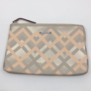 Stella & Dot Capri Pouch Clutch Metallic Chevron Pattern Rose Gold